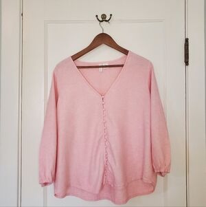 Cynthia Rowley Linen Blend Blouse – Plus Size 1X – Pale Pink
